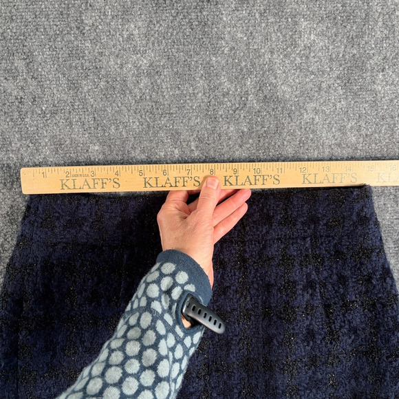 J.Crew Blue & Black Metallic Wool Pencil Skirt Size 6 Lined Work Holiday Sparkle - Picture 5 of 6